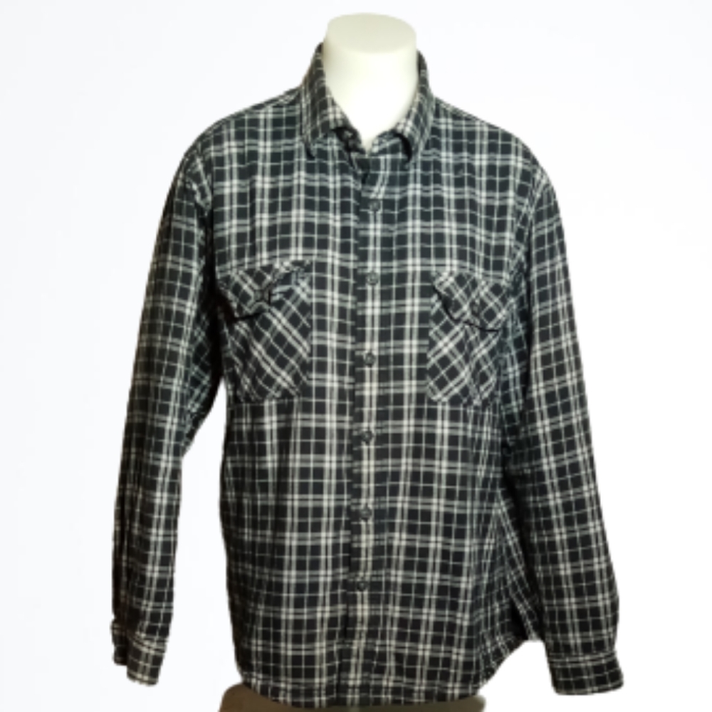 Club Room Men's Black White Shirt Jacket size LG